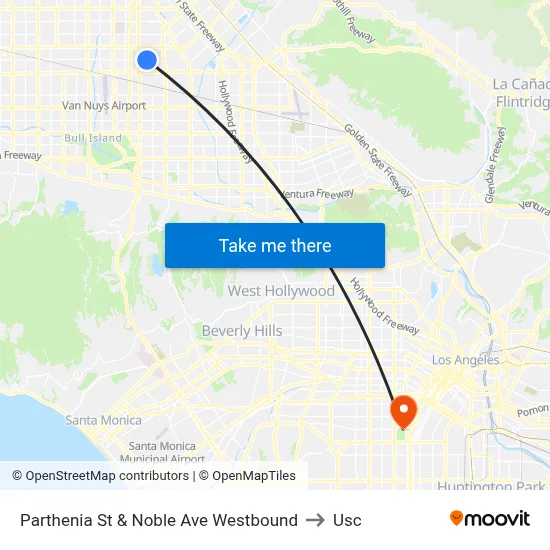 Parthenia St & Noble Ave Westbound to Usc map
