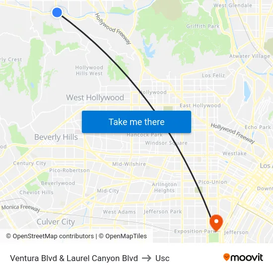 Ventura Blvd & Laurel Canyon Blvd to Usc map