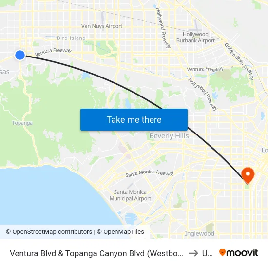 Ventura Blvd & Topanga Canyon Blvd (Westbound) to Usc map