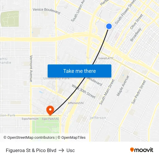 Figueroa St & Pico Blvd to Usc map