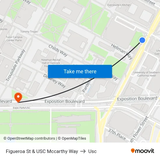 Figueroa St & USC Mccarthy Way to Usc map