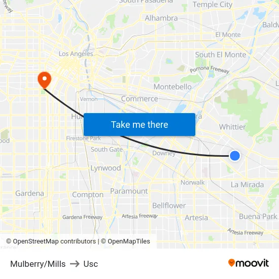 Mulberry/Mills to Usc map