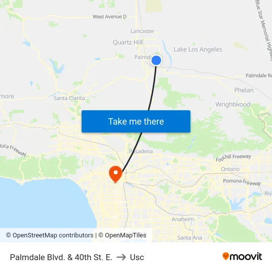 Palmdale Blvd. & 40th St. E. to Usc map