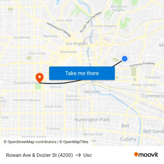 Rowan Ave & Dozier St (4200) to Usc map