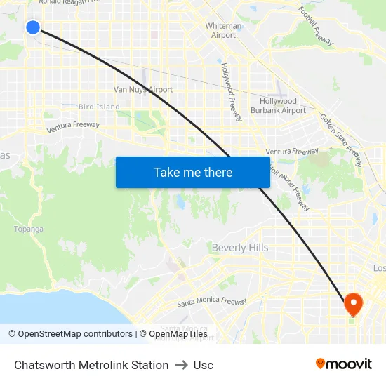 Chatsworth Metrolink Station to Usc map
