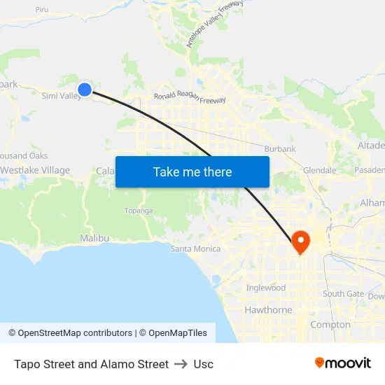 Tapo Street and Alamo Street to Usc map