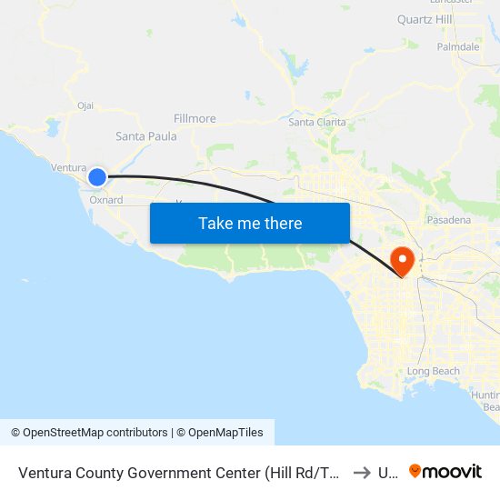 Ventura County Government Center (Hill Rd/Thille St) to Usc map