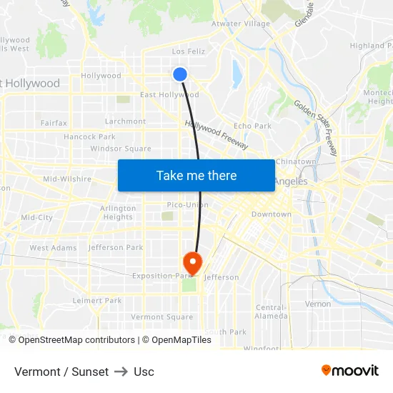 Vermont / Sunset to Usc map