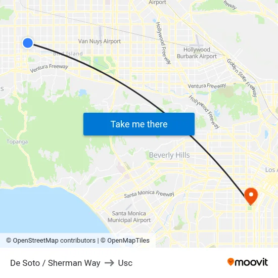 De Soto / Sherman Way to Usc map