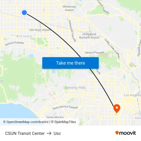 CSUN Transit Center to Usc map
