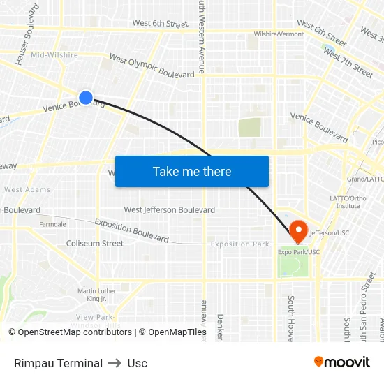 Rimpau Terminal to Usc map