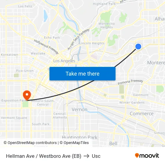 Hellman Ave / Westboro Ave (EB) to Usc map