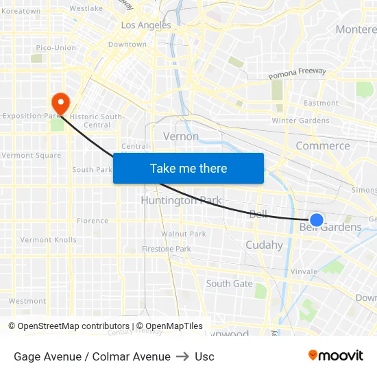 Gage Avenue / Colmar Avenue to Usc map