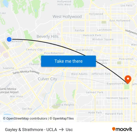 Gayley & Strathmore - UCLA to Usc map
