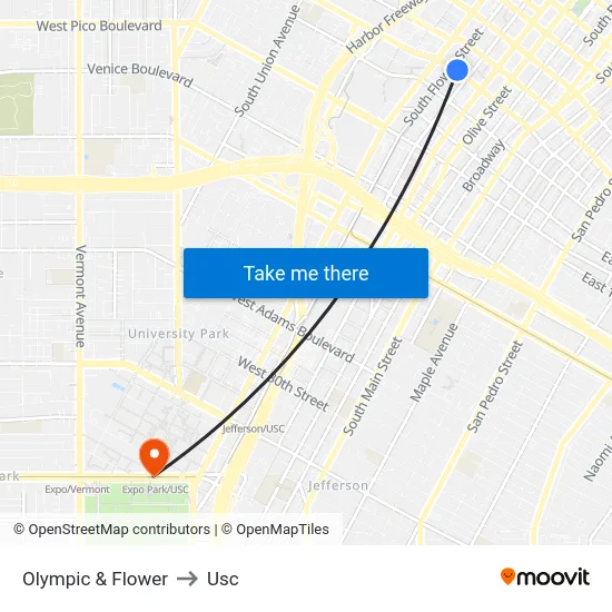 Olympic & Flower to Usc map