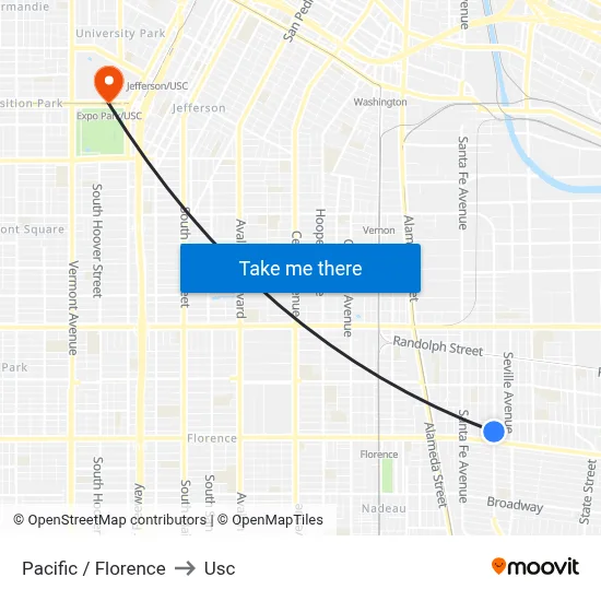 Pacific / Florence to Usc map