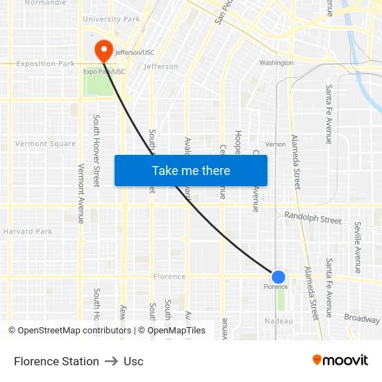Florence Station to Usc map