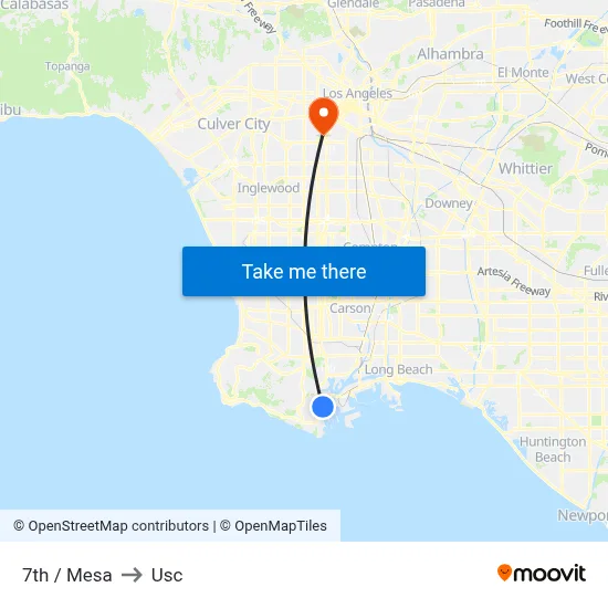 7th / Mesa to Usc map