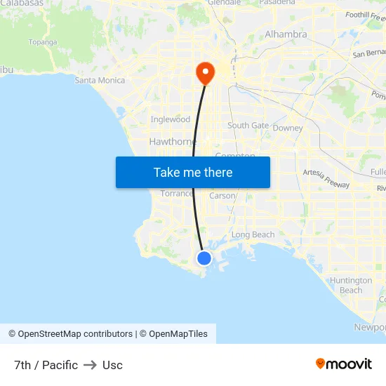 7th / Pacific to Usc map