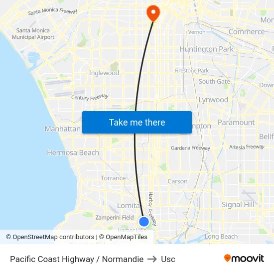Pacific Coast Highway / Normandie to Usc map