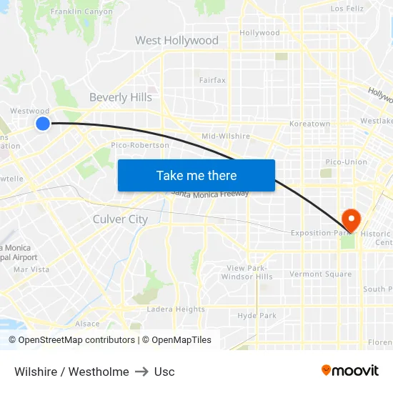 Wilshire / Westholme to Usc map