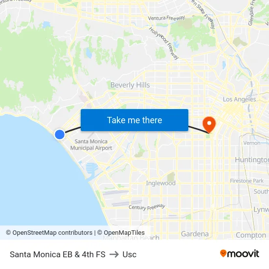Santa Monica EB & 4th FS to Usc map