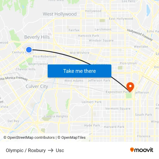 Olympic / Roxbury to Usc map