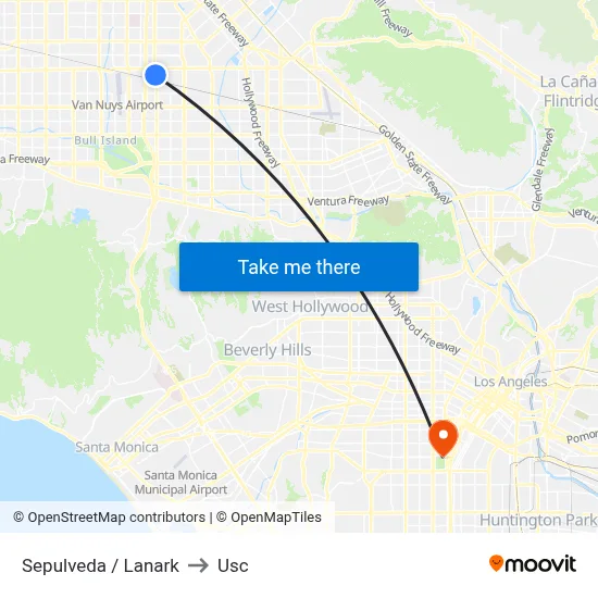 Sepulveda / Lanark to Usc map