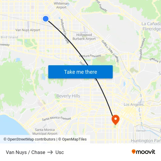 Van Nuys / Chase to Usc map
