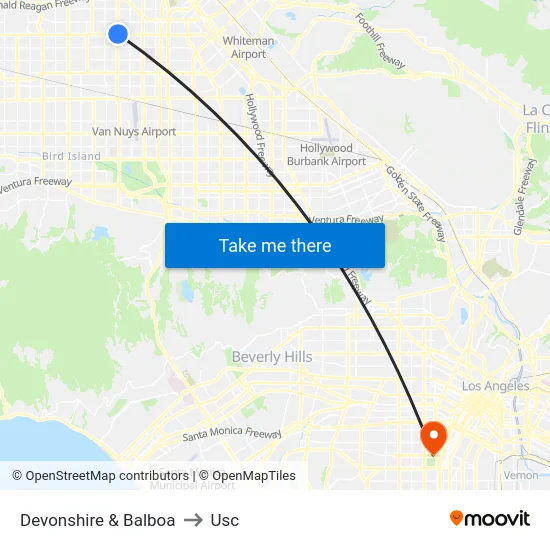Devonshire & Balboa to Usc map