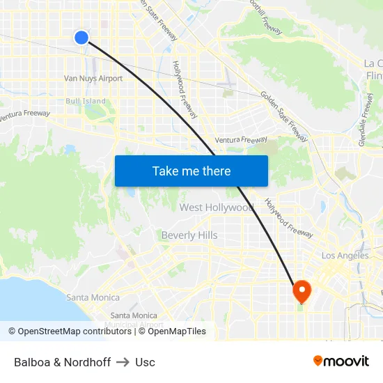 Balboa & Nordhoff to Usc map