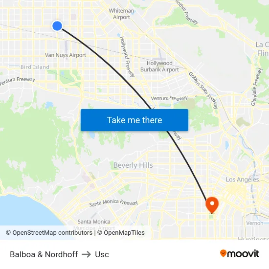 Balboa & Nordhoff to Usc map