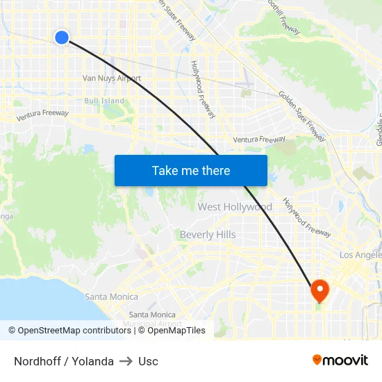 Nordhoff / Yolanda to Usc map