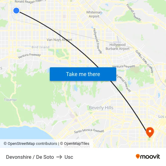 Devonshire / De Soto to Usc map