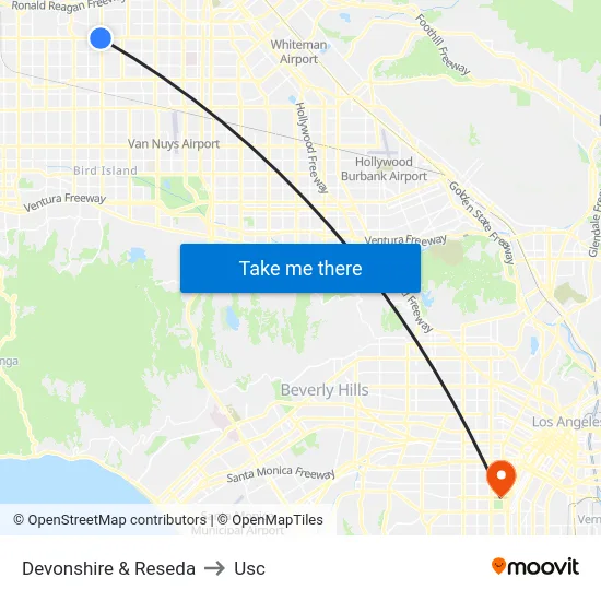 Devonshire & Reseda to Usc map