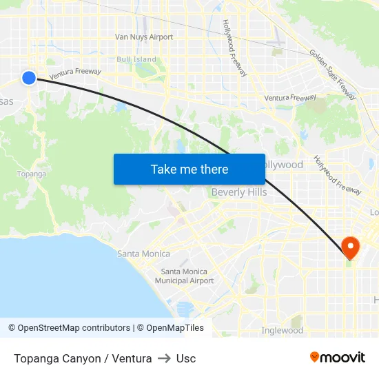 Topanga Canyon / Ventura to Usc map