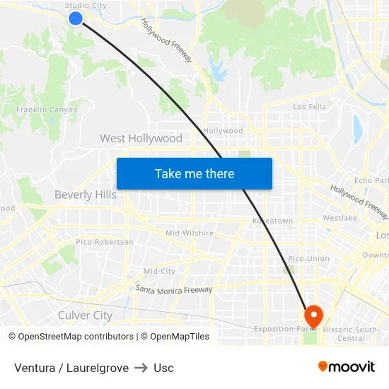 Ventura / Laurelgrove to Usc map