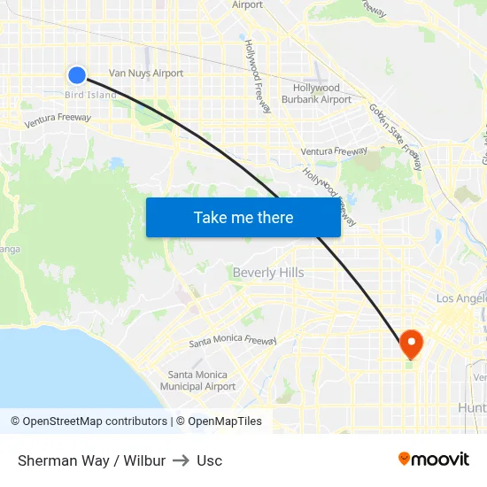 Sherman Way / Wilbur to Usc map