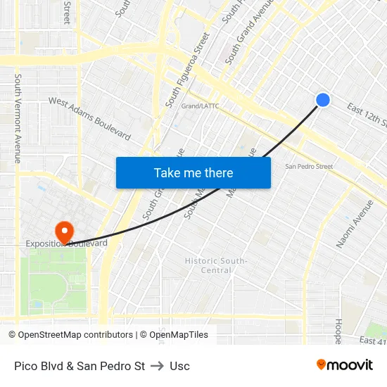 Pico Blvd & San Pedro St to Usc map