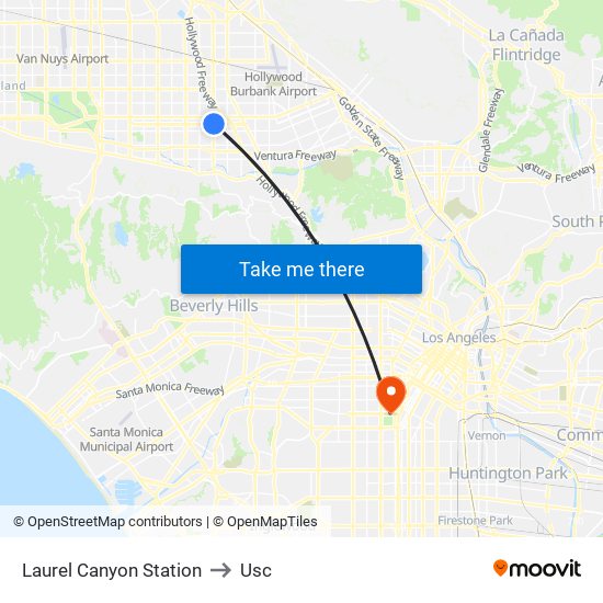 Laurel Canyon Station to Usc map