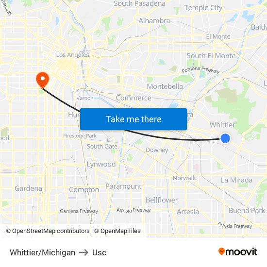 Whittier/Michigan to Usc map