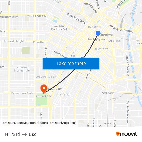 Hill/3rd to Usc map