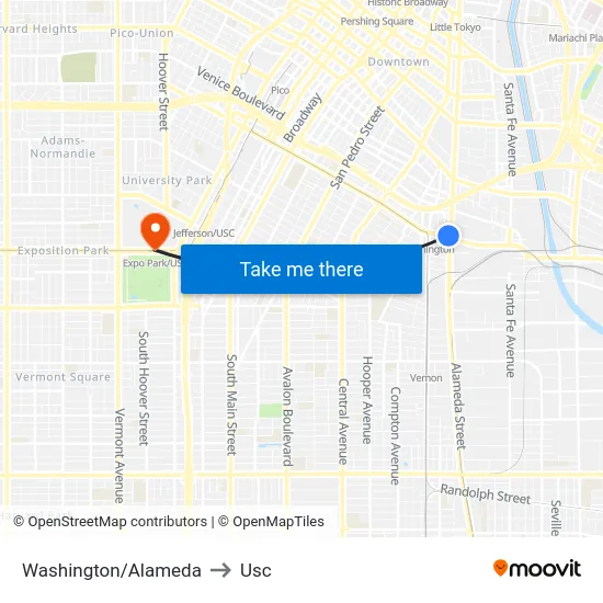 Washington/Alameda to Usc map
