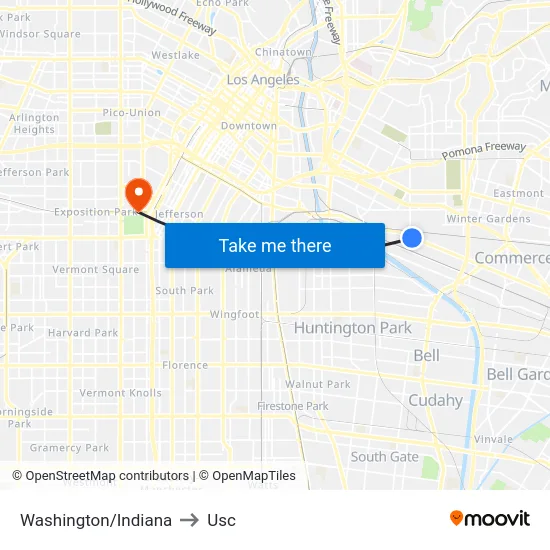 Washington/Indiana to Usc map