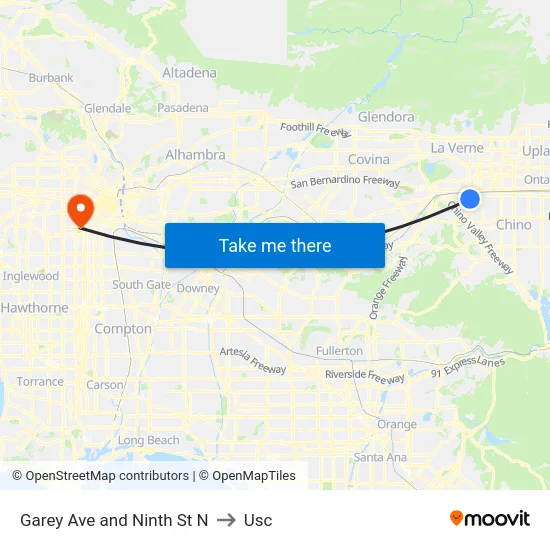 Garey Ave and Ninth St N to Usc map