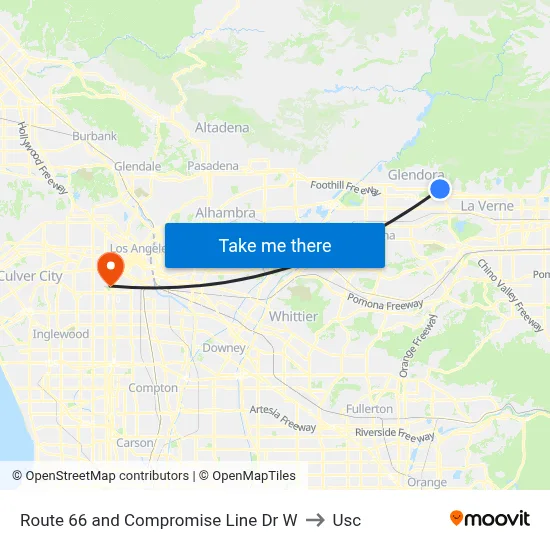 Route 66 and Compromise Line Dr W to Usc map