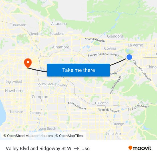Valley Blvd and Ridgeway St W to Usc map