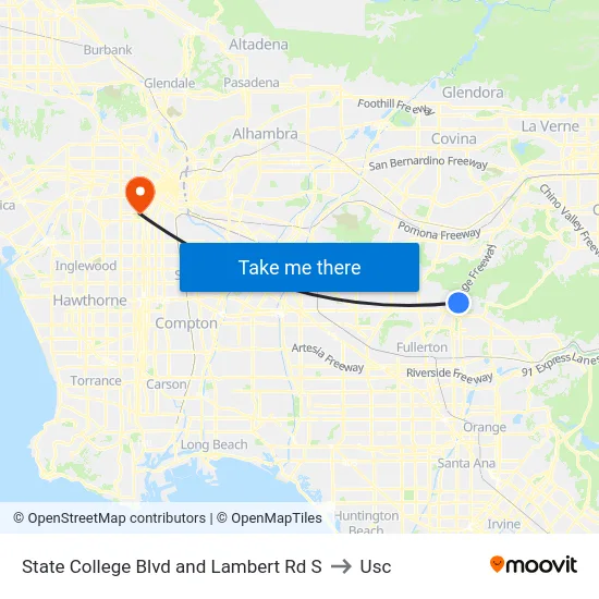 State College Blvd and Lambert Rd S to Usc map
