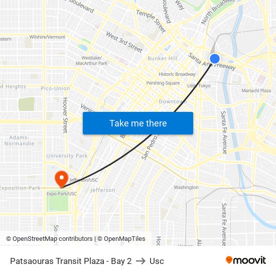 Patsaouras Transit Plaza - Bay 2 to Usc map