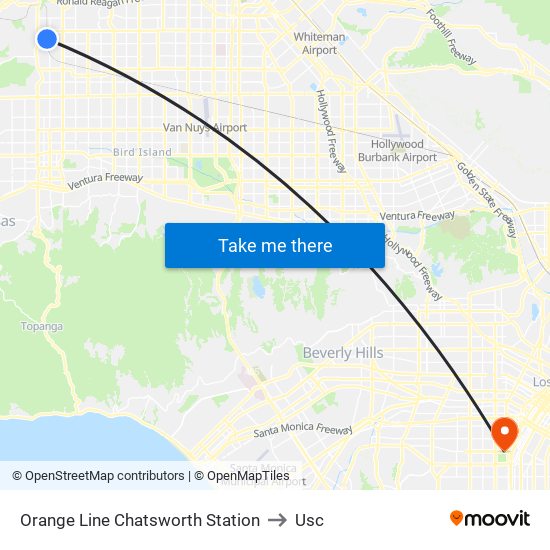 Orange Line Chatsworth Station to Usc map